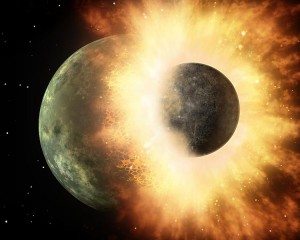  La teoria dell'impatto gigante:secondo una recente ricerca la Terra sarebbe stata colpita da Theia con un impatto frontale .