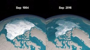 L'immagine mostra l'arretramento della calotta polare.